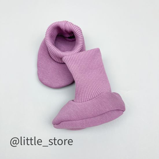 Пинетки "Simple" из футера с начесом, Лиловые