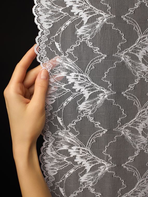 03-293 ОПТ Кружево эластичное 22 см, белый 001