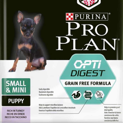 Pro Plan Puppy GrainFree Optidigest Small&Mini Turkey - беззерновой сухой корм для щенков мелких и карликовых пород с чувствительным пищеварением