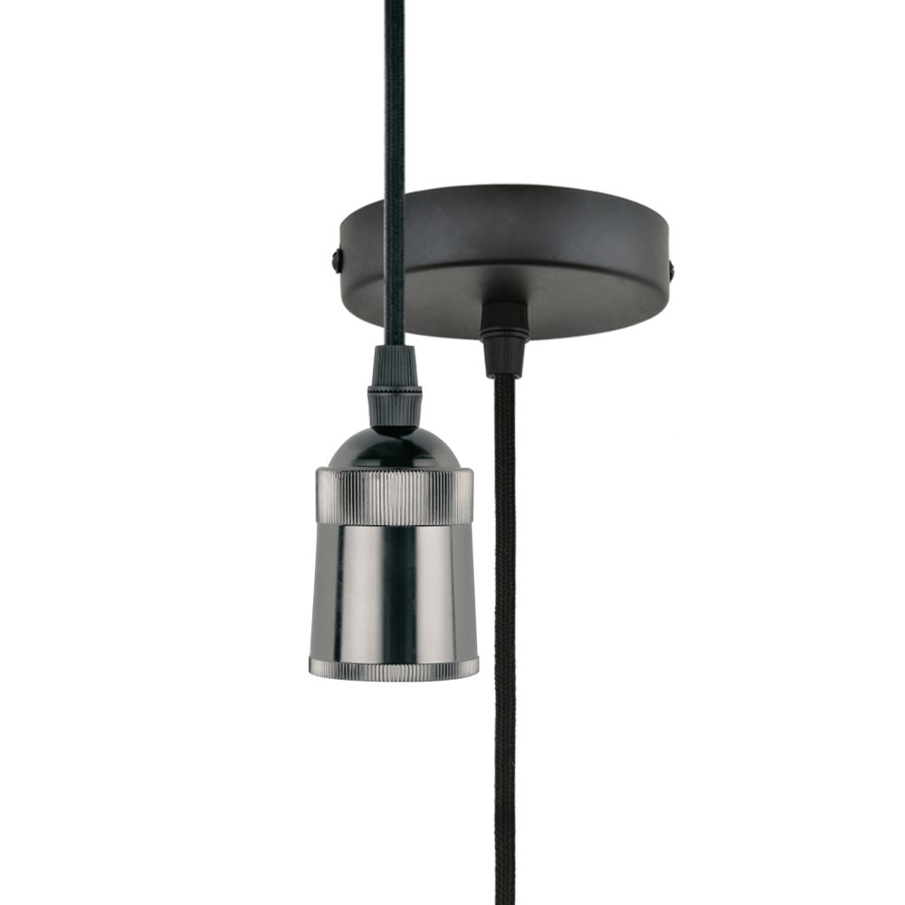 DLC-T-S31-E27 TS-1M-BL PEARL BLACK Патрон декоративный. серия Techno. с проводом 1м и креплением. Материал алюминий. Цвет черный жемчуг. ТМ Uniel.