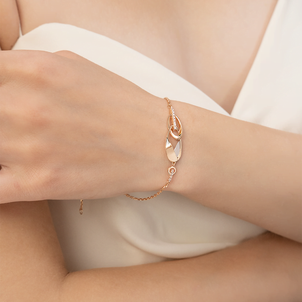 Браслет «Сияние» из комбинированного золота c натуральными топазами white Артикул: 05-0698-00-201-1111