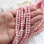 сшо6-кй Стекло шар огранка 6мм, клубничный йогурт, нить 36см