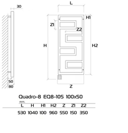Quadro-8 Дизайн радиатор электрический EQ8 100x50 см