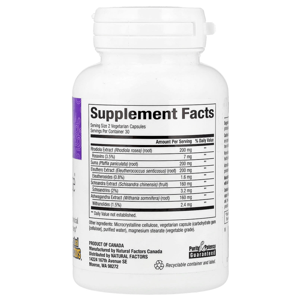 Natural Factors, Womensense®, AdrenaSense®, формула для поддержки надпочечников, 60 вегетарианских капсул