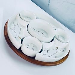 Lenardi 118-138 Менажница 30,5см MULTICOLOR на подставке в под.уп.(х4)Фарфор