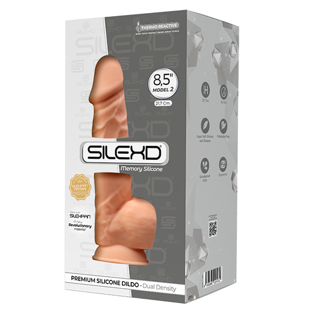 Телесный фаллоимитатор 21,7см на присоске с мошенкой SilexD Premium Silicone Dildo 8,5" Model 2