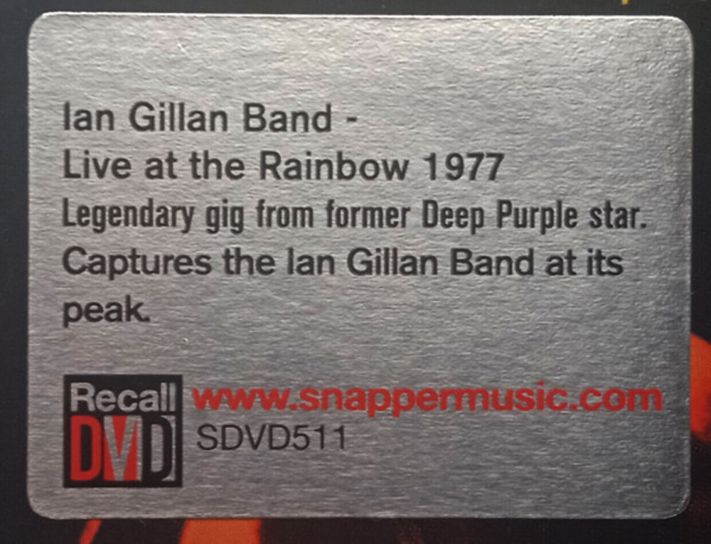 Ian Gillan Band / Live At The Rainbow 1977 (DVD)
