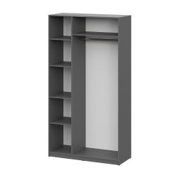 Шкаф распашной (5 полок + штанга) ШК 5 (1200), Графит