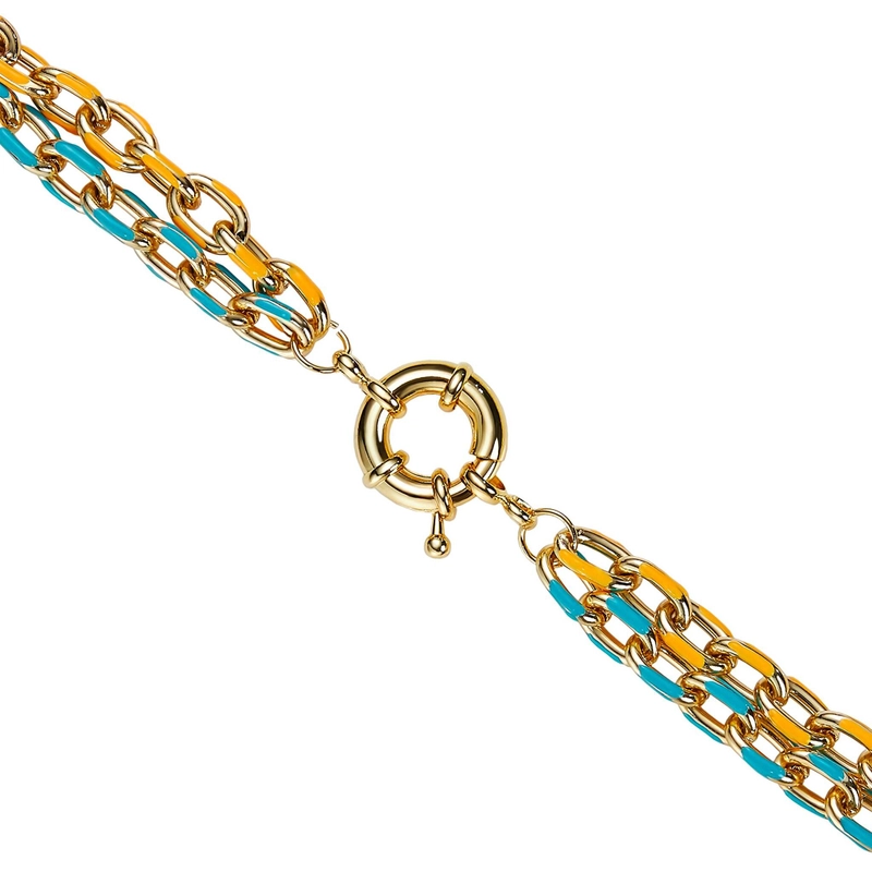 Колье Неоновая Оранжево-синяя Цепь