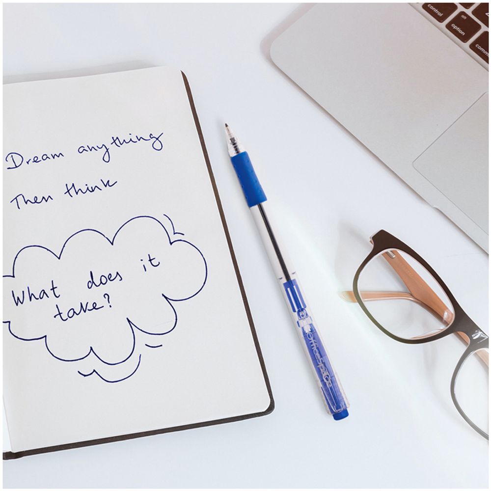 Ручка шариковая автоматическая OfficeSpace синяя, 1,0мм, грип, прозрачный корпус