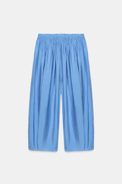 ZARA ОБЪЕМНЫЕ СТРУЯЩИЕСЯ БРЮКИ, СИНИЙ