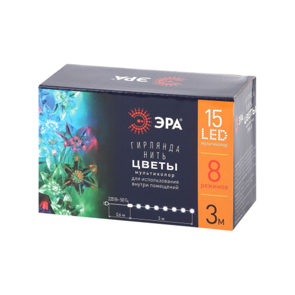 ENIN-3Z ЭРА Гирлянда LED Нить Цветы 3 м мультиколор, 220V, IP20