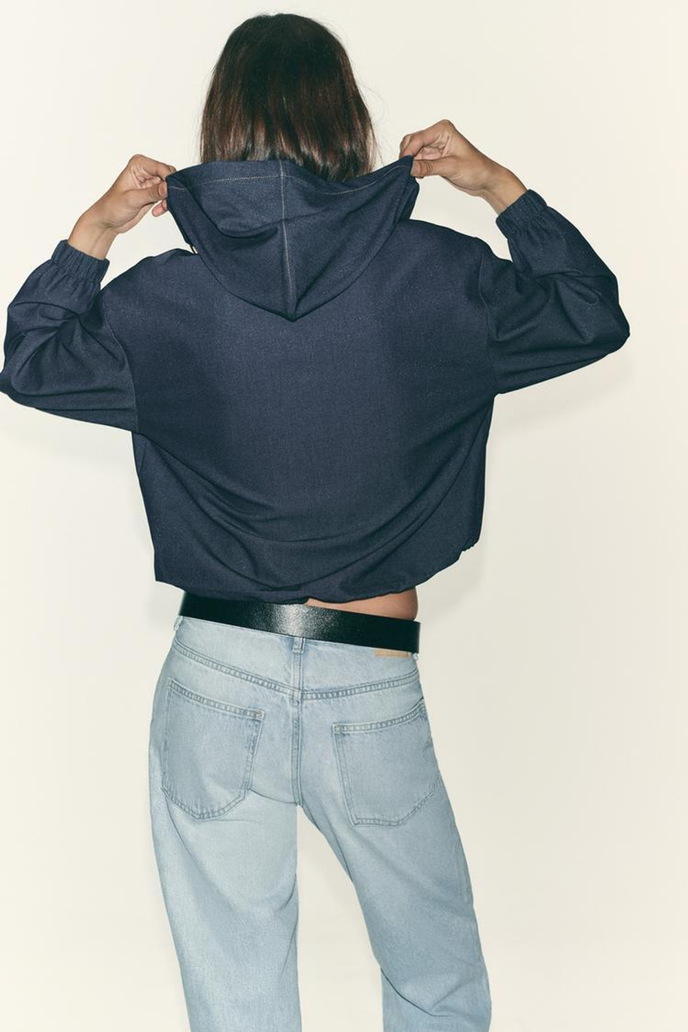 ZARA КУРТКА-БОМБЕР С КАПЮШОНОМ, ИНДИГО