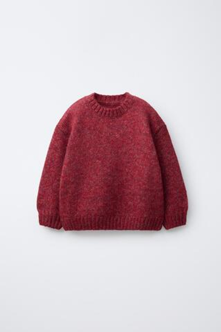 ZARA ОДНОТОННЫЙ ШЕРСТЯНОЙ СВИТЕР, БУРГУНДИ