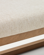 Банкетка Loya из бежевого шенилла и бука с отделкой орех 128 см