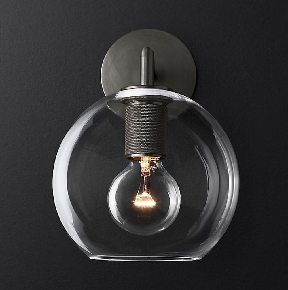 Бра Rh Utilitaire Globe Shade Single Sconce Black By Imperiumloft