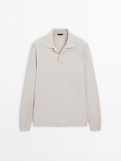 Massimo Dutti Поло комфортного кроя с длинными рукавами, дымчатый