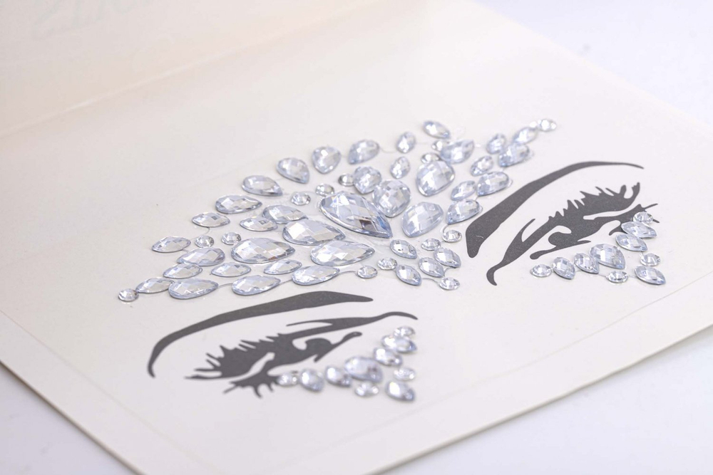 Наклейки-стразы Alingar, акриловые, "Декор для лица", оформление зоны лба и глаз, ассорти, пакет с европодвесом