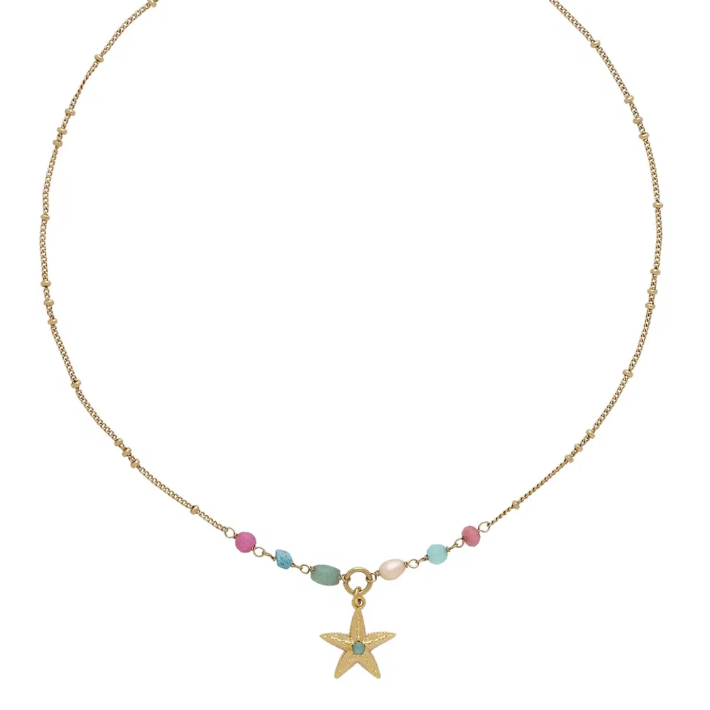 Колье Franck Herval, Summer, с ракушкой, нефритом, жемчугом, бирюзой и кристаллом, FH26.1-15-64620 (