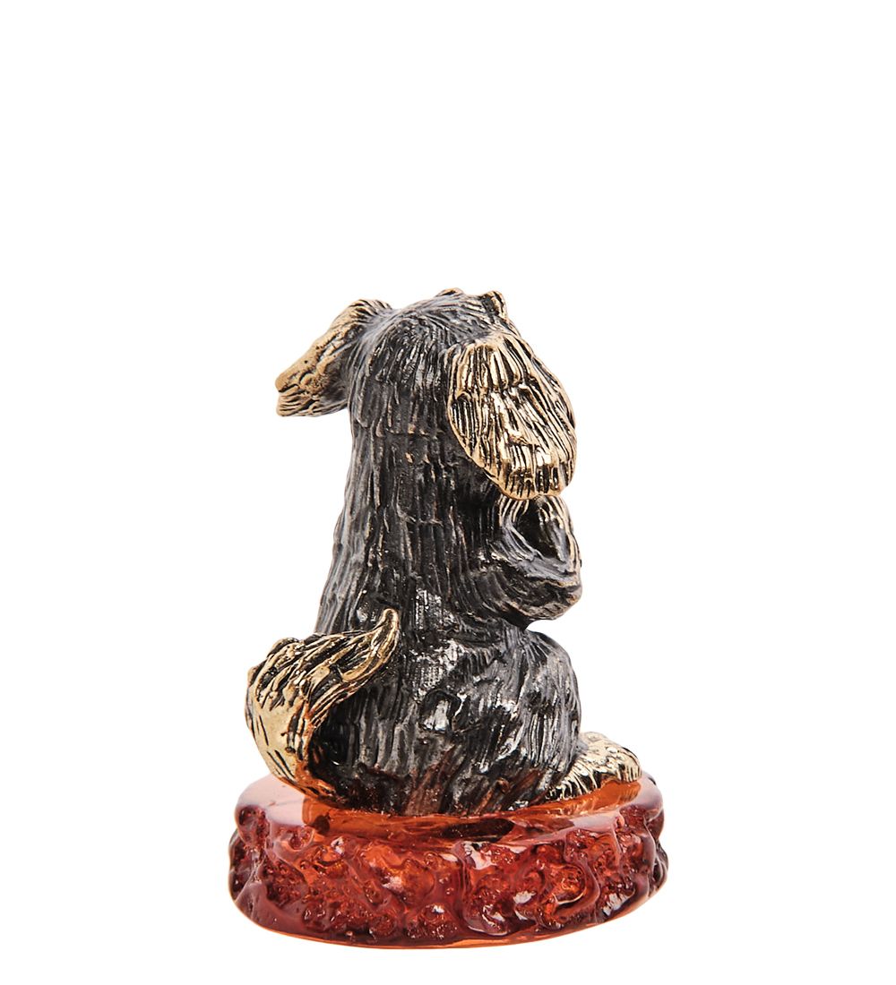 Народные промыслы AM-3178 Фигурка «Собака не скажу» (латунь, янтарь)
