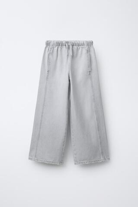 ZARA ДЖИНСЫ WIDE LEG НА ШНУРКЕ, СЕРЫЙ