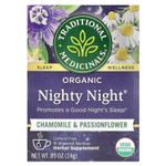 Traditional Medicinals, Organic Nighty Night, ромашка и пассифлора, без кофеина, 16 чайных пакетиков в упаковке, 24 г (0,85 унции)