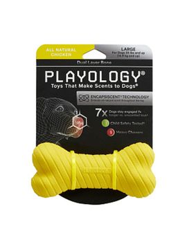 Playology Двухслойная жевательная косточка Dual Layer Bone для собак с ароматом курицы, желтая