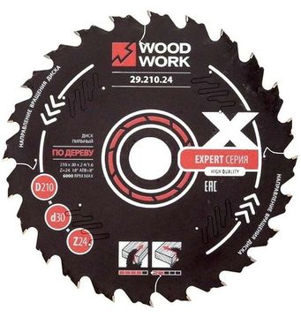 Диск пильный Эксперт 210x2.4/1.6x30 мм, Z=24 мм, A=18 WOODWORK 29.210.24