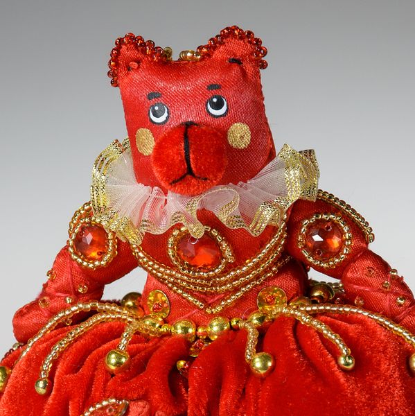 Новая текстильная бисерная игрушка - Медведь-клоун