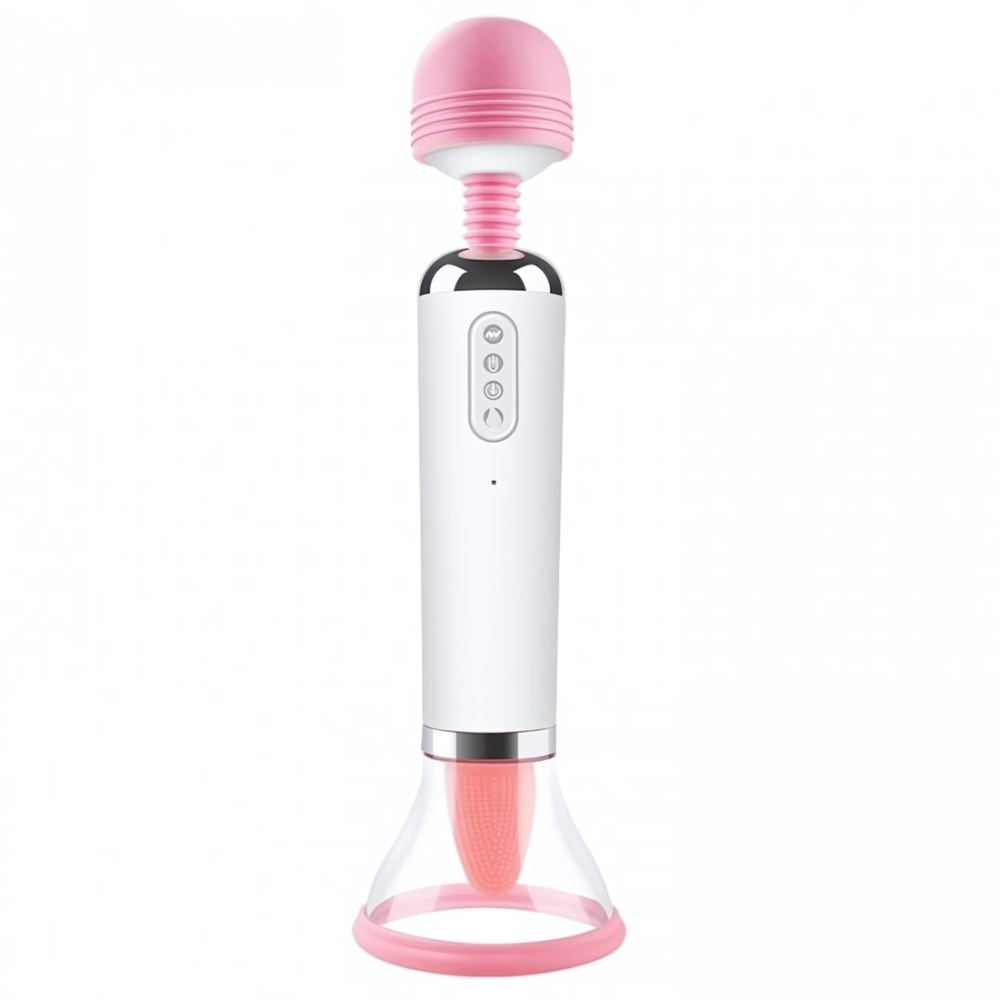 Вибратор 3 в 1 Вибратор-клиторальный стимулятор-вакуумная помпа ROSYLAND (Цвет: белый с розовым)