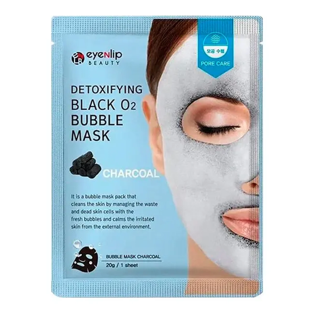 Тканевая маска Eyenlip Detoxifying Black O2 Bubble Mask Charcoal 23 мл