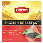 Lipton, Черный чай English Breakfast, 20 чайных пакетиков Pyramid, 46 г (1,6 унции)