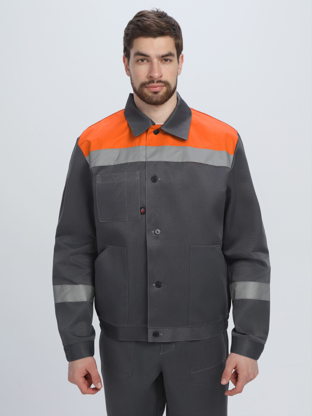 Костюм Лигор-1 СОП (тк.Смесовая,210) брюки, т.серый/оранжевый