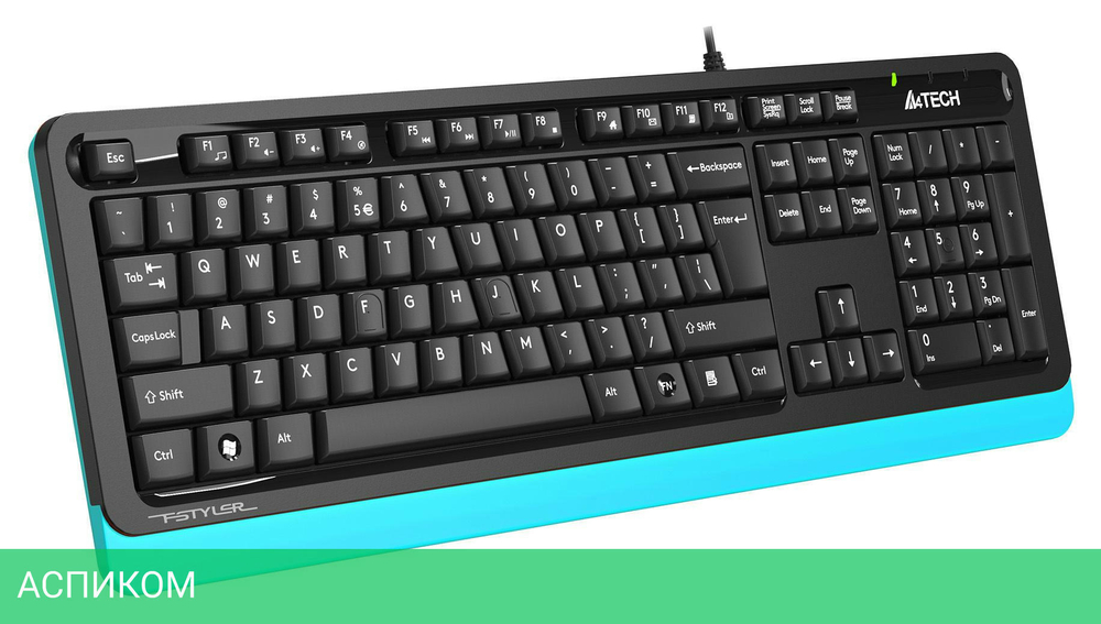 Клавиатура A4Tech Fstyler черный/синий (FKS10)