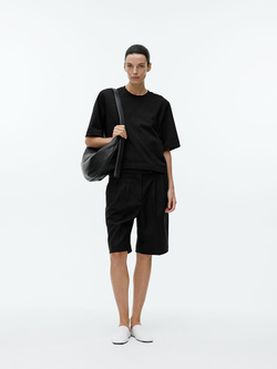 ARKET УКОРОЧЕННАЯ ФУТБОЛКА, ЧЕРНЫЙ