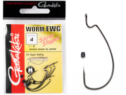 Крючки офсетные Gamakatsu Worm EWG HOOKS SIL STOPPER BLACK разм. 04 5шт.