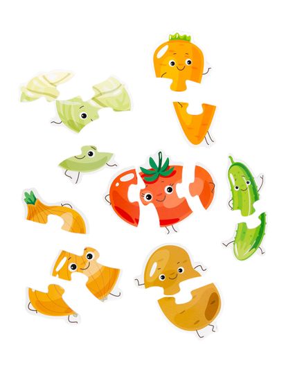 Пазлы контуры "Овощи" 6 фигурок Baby Toys (мягкие)