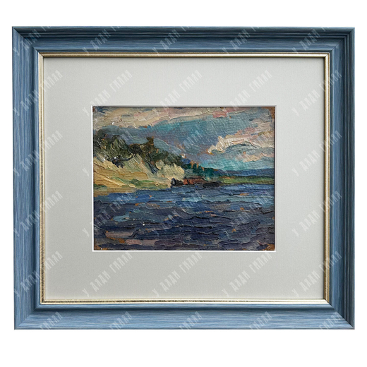 Динес Ю. С. Волга, крутой склон. Саратов. Этюд. Картон, масло. 1943 г.