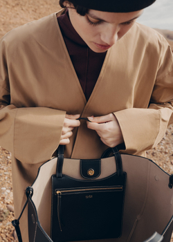 POLENE СУМКА CYME TOTE, ЧЕРНЫЙ/ЭКРЮ