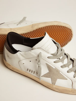 Men's Super Star with black heel tab and metal stud lettering