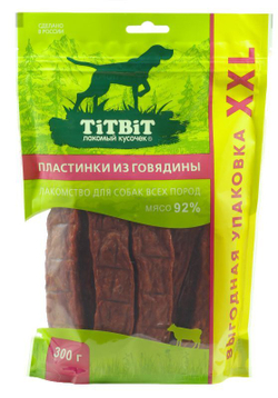 Лакомство TiTBiT для собак Пластинки из Говядины, выгодная упаковка XXL 300 г