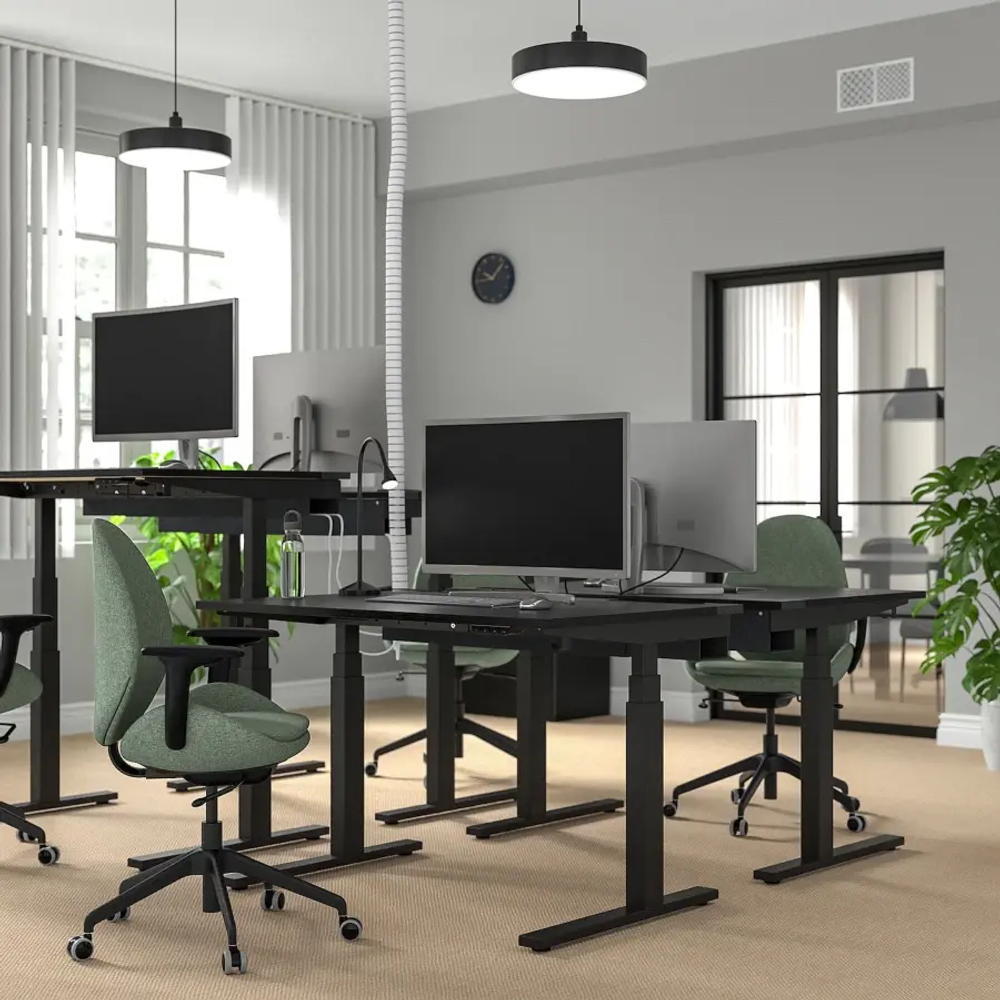 Письменный стол с регулировкой по высоте - IKEA MITTZON/МИТТЗОН ИКЕА, 120х60х62-126 см, черный