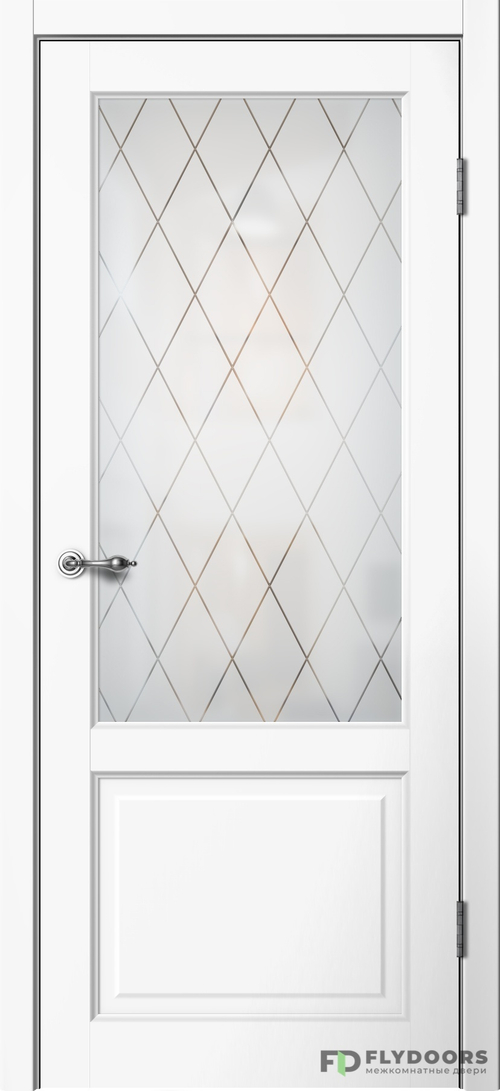 Межкомнатная дверь Classic C02 ПО (Английская решётка) Белый эмалит
