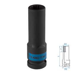 KING TONY (443013M) Головка торцевая ударная глубокая двенадцатигранная 1/2", 13 мм