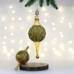 Елочные украшения «Мерцание ночи» 6.5*6.5*19.5 см (набор 2 шт), Золотой