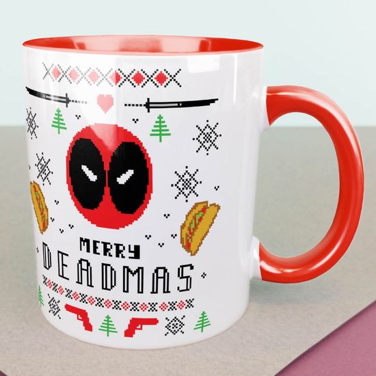 Кружка керамическая объем 330мл, Марвел Merry Deadmas (красная)