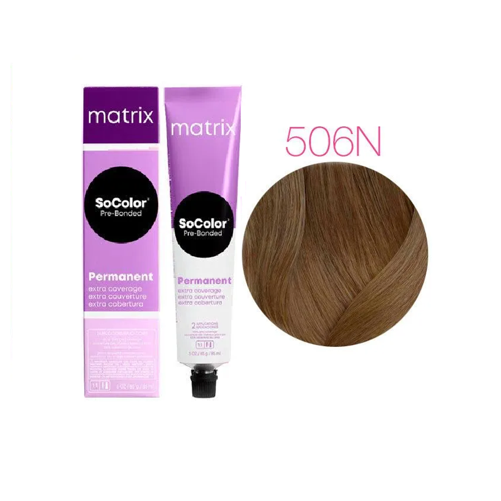 MATRIX Socolor Pre-Bonded стойкая крем-краска для волос 100% покрытие седины 90 мл 506N темный блондин