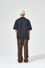 Рубашка унисекс с отложным воротником черная, короткий рукав