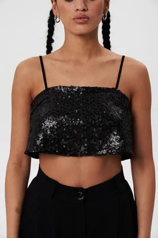 Топ прямого кроя на бретелях черного цвета