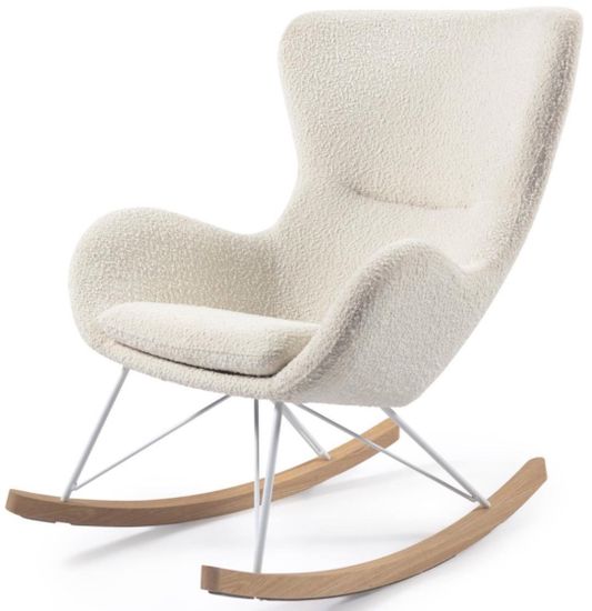 Кресло-качалка Vania из белой ткани букле Испания